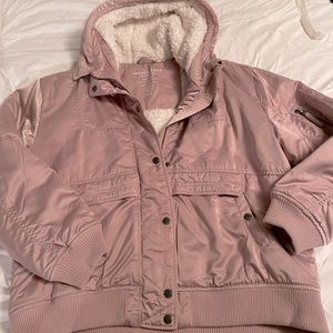 American Eagle Outfitters Pink sherpa-lined jacket